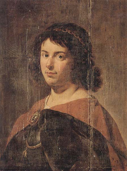 Portait of a young man,half-length,wearing a breastplate and brooch,wearing a breastplate and brooch with the head of medusa,and the order of the gold